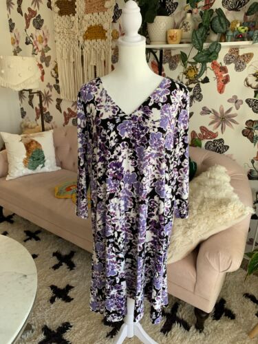 J. JILL WEAREVER Collection Purple FLORAL Dress L… - image 1