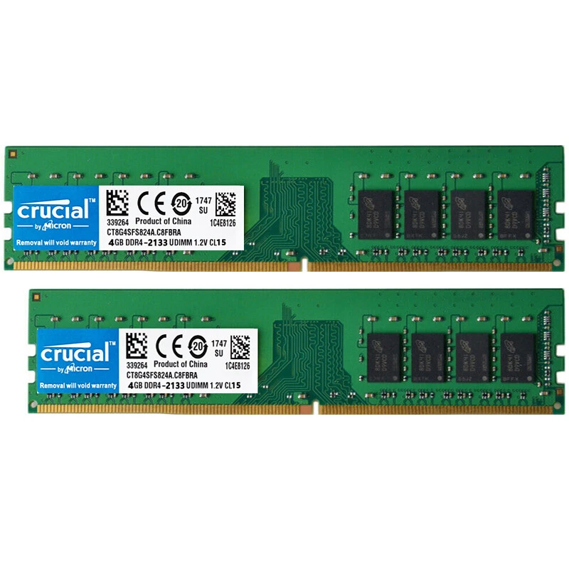 Crucial DDR4 8GB 2X4GB 2133Mhz PC4-17000 288pins Desktop Memory Dimm Ram - Image 3 of 4