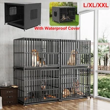 Oversized Stackable Dog Crate Deluxe Strong Double Layer Animal Pet Kennel Cage