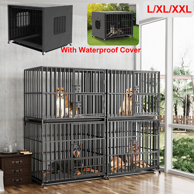 Oversized Stackable Dog Crate Deluxe Strong Double Layer Animal Pet Kennel  Cage