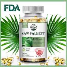 120 Softgels Saw Palmetto Extract 1000mg Prostate Supplement Urinary Men Health