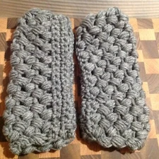 Handmade Crochet Wrist-Arm Warmers Fingerless Gloves Solid Medium Gray M10-23