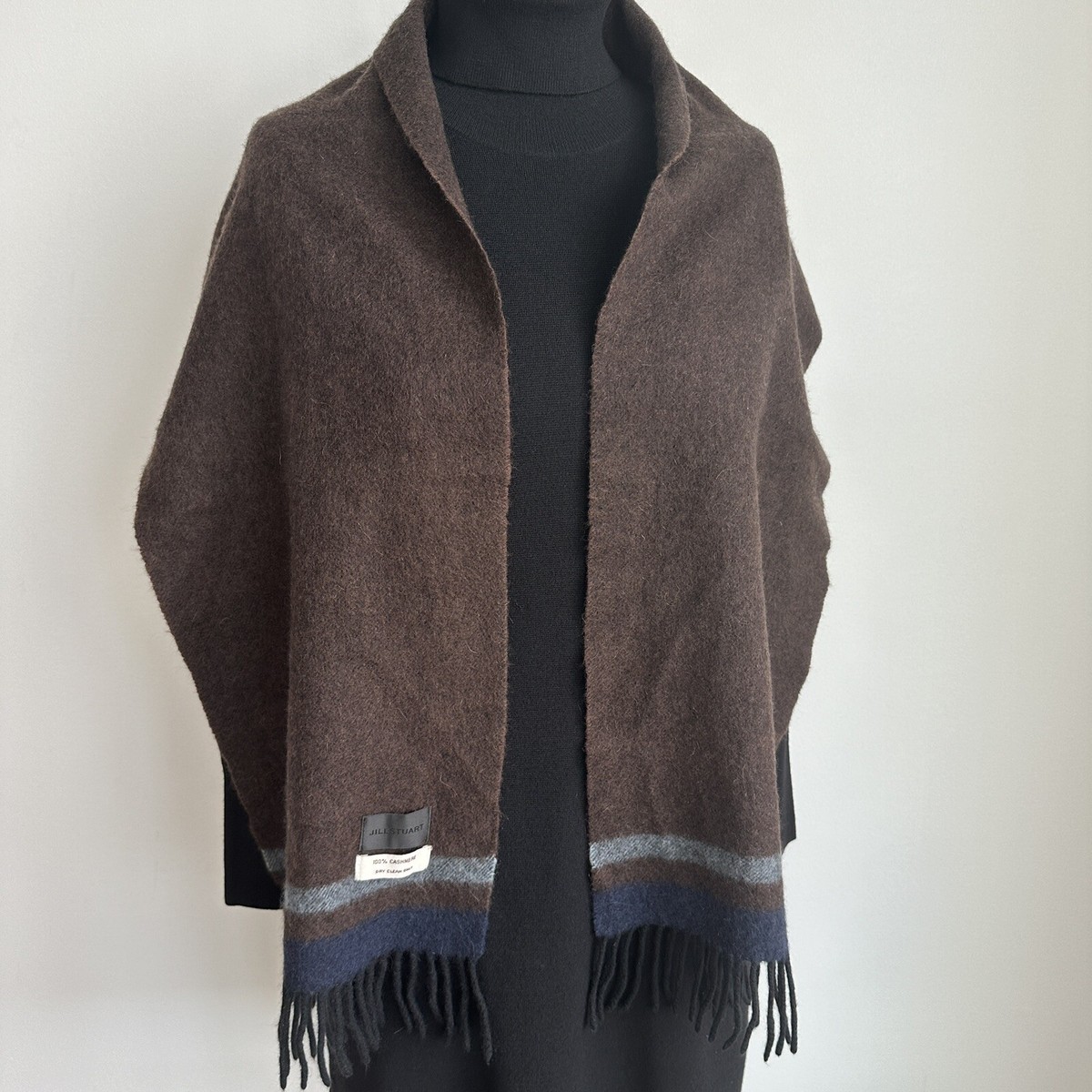 JILL STUART ★ LINE WOOL CASHMERE MIX MUFFLER ★ Jill Stuart Cashmere Scarf Wrap Brown | eBay