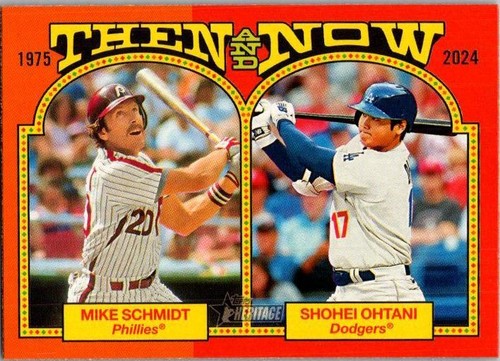 2024 Topps Heritage #TAN-2 Mike Schmidt / Shohei Ohtani Then and Now