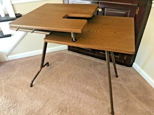 Vtg Sewing Machine Folding Table Work Station Bernina ...