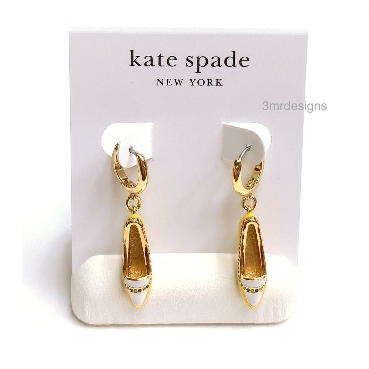 NWT Kate Spade N.Y. MINUTE 12-K Gold Plated CZ Stones Taxi