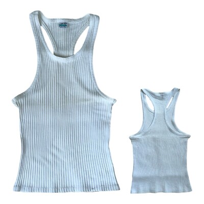 Vintage FUEL INJECTION Mens L Muscle Tank Ribbed Fitted Sleeveless Gym Athletic