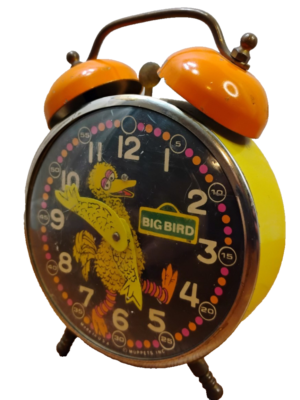 Vintage Big Bird Wind Up Alarm Clock Sesame Street Muppets Works