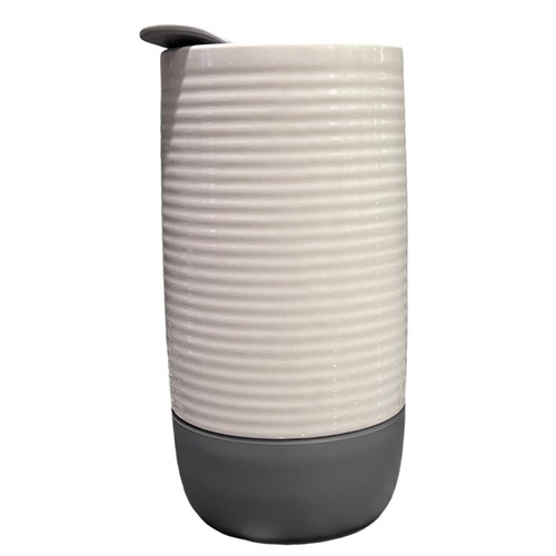 Tazza da viaggio in ceramica Ello con coperchio scorrevole 18 oz senza fondo a slitta nuova - Foto 4 di 9