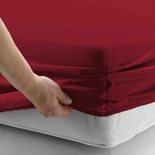 15" Deep 1PC Fitted Sheet Burgundy Solid Egyptian Cotton 600/800/1000TC US Queen