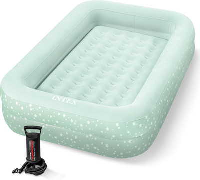 Intex Kids Travel Air Mattress Inflatable Bed with Raised Sides and Hand Pump -