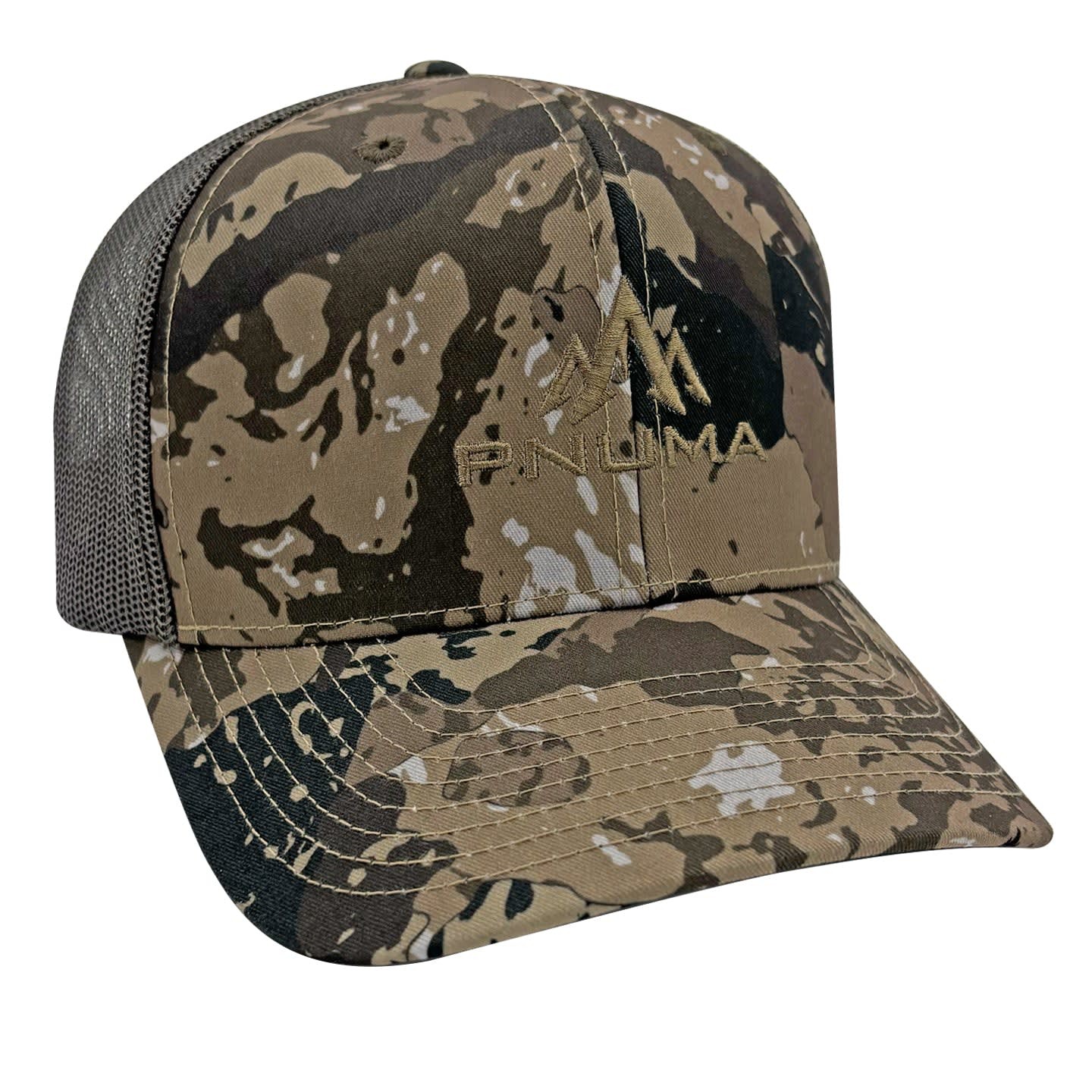 Pnuma Outdoors Logo Trucker Cap Caza OV Camo Mesh Back (CP-LO-OV)