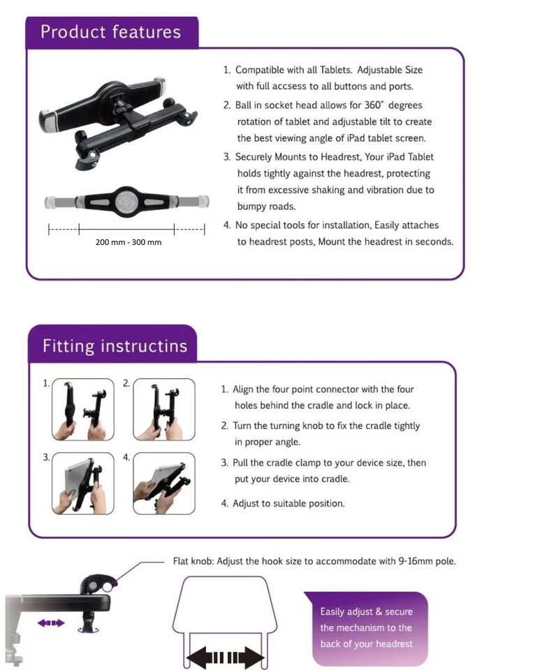 Poggiatesta Seggiolino Auto per Acer Tab iM10-22 Supporto sedile monte titolare  - Immagine 3 di 4