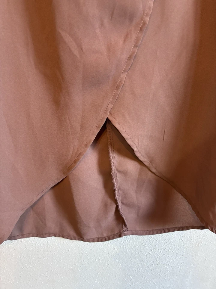 Falda midi envolvente Oak + Fort marrón para mujer talla M cintura alta Foto 2 de 4