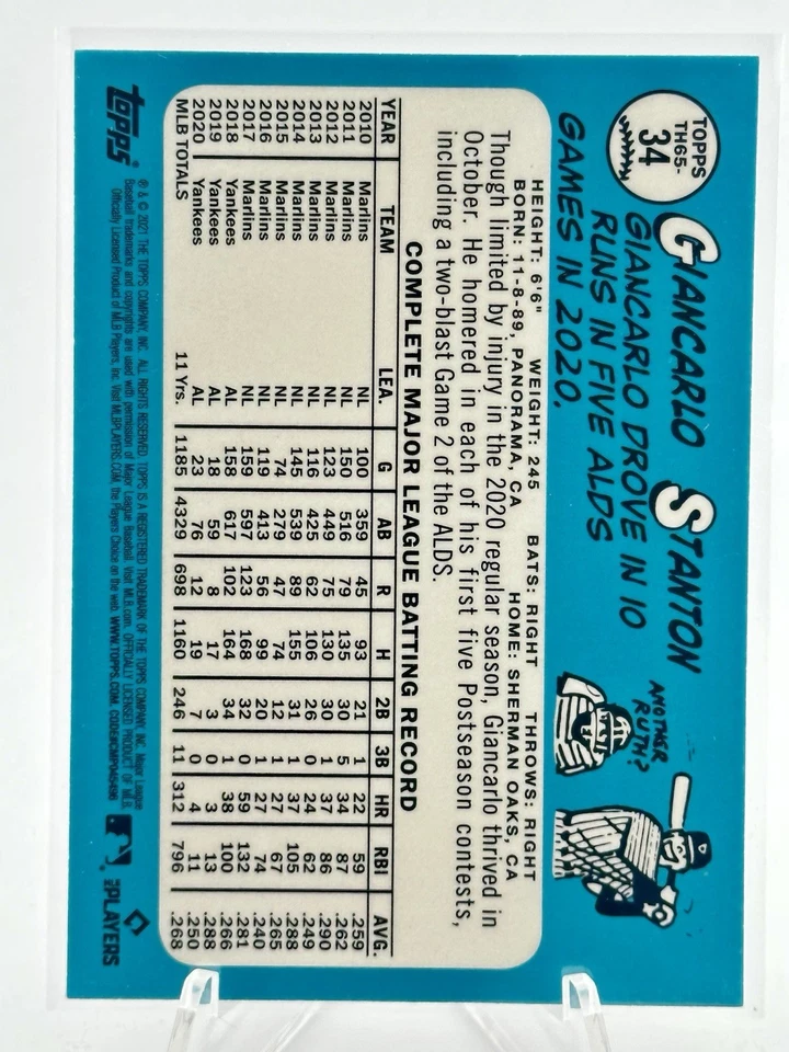 2021 Topps Series 2 Giancarlo Stanton Chrome Redux Refractor TH65-34 and T65-36  - Image 2 of 2