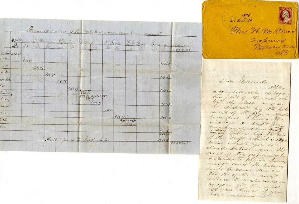 1856 U.S. Cover  WITH STAMP TO WESTCHESTER NY WITH LETTERS B1 - Image 2 of 3