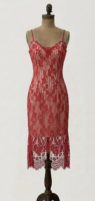 Keepsake the Label Red Lace Slip Dress Floral Lace V-Neck Spaghetti Strap Size S - Image 1 of 4