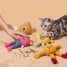 Cartoon Cat Toy with Catnip Squeaker Teething Bite Resistant for Kittens
