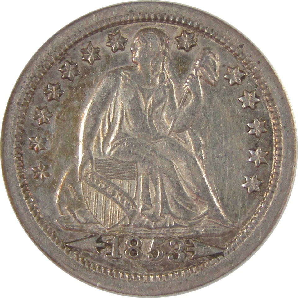 1853 Arrows Seated Liberty Dime AU 50 Details ANACS Silver SKU:I20150 - Image 3 of 4