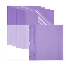 5 Pcs Plastic Report Covers with 3 Metal Prong Fasteners, Light Purple