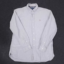Polo Ralph Lauren Oxford Button Down Shirt Mens Large Classic Gray Flesh Pony