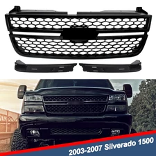 Honeycomb Grille Gloss Black Grill For 2003-2007 Chevrolet Silverado 1500 2500