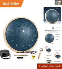 Handcrafted Steel Tongue Drum 13" - 15 Notes D Major with Music Book & Carry Bag