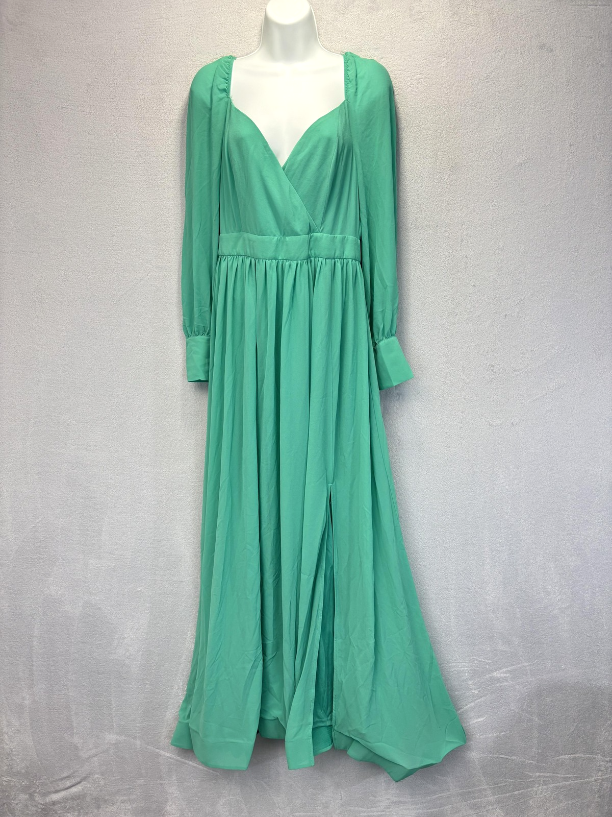 Faeriesty Chiffon Maxi Dress Womens Medium Green Backless Long Sleeve Fairycore