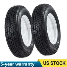 2 Pack ST205/75D14  205 75 14 Trailer Tires Wheels w/ 14" Rim 6PR 5 Lug on 4.5"