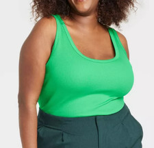 NEW A New Day Women's Double-Scoop Bodysuit Green Size XXL
