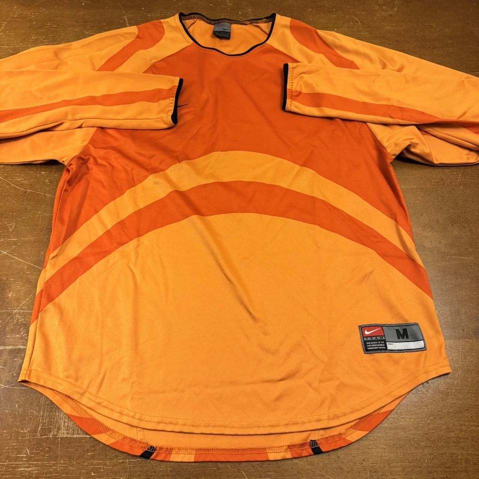 Vintage Nike Shirt Mens Medium Orange Swoosh Long Sleeve Soccer Active - Image 3 of 4