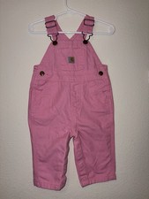 Carhartt Pink Canvas Overalls 3-6 Months Unisex Adjustable Straps Pockets