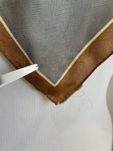 Echo Vintage Silk Scarf Made in Japan Red Gold Brown Geometric Stripe #A124 - Picture 8 of 9