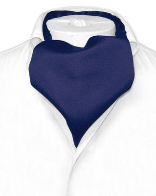 Vesuvio Napoli ASCOT Solid NAVY BLUE Color Cravat Mens Neck Tie
