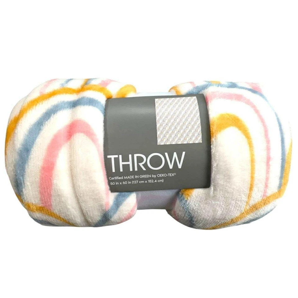 Target Throw Blanket Rainbow Stripe Soft Plush 50x60 Inch Colorful Cozy NWT - Image 4 of 4
