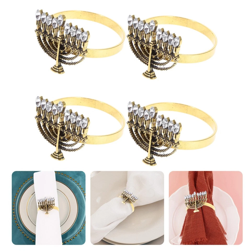  4 Pcs Anello Portatovagliolo Ferma Tovaglioli Anelli Di Unici Da Per Le Vacanze - Immagine 4 di 4