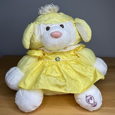 1986 Puffalump Fisher Price Stuffed Lamb Sheep 17" Plush Yellow White Dress Read