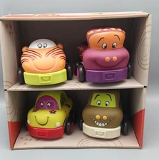 Battat B My Toys 4 Mini Pull Back Cars Chunky Toddler Hands  Vehicles Wheels NEW