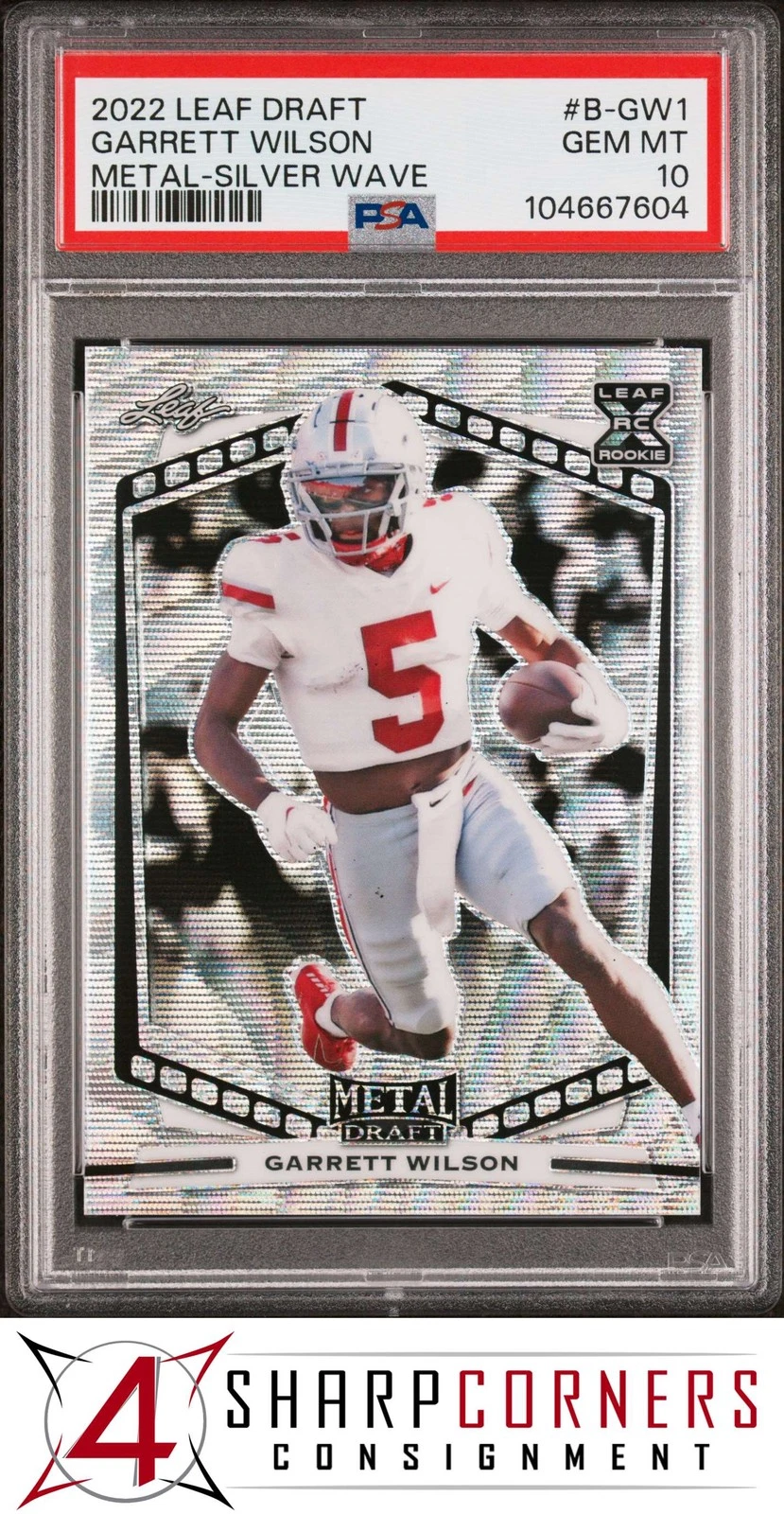 Garrett Wilson Leaf Draft Metal #BGW1 Silver Wave