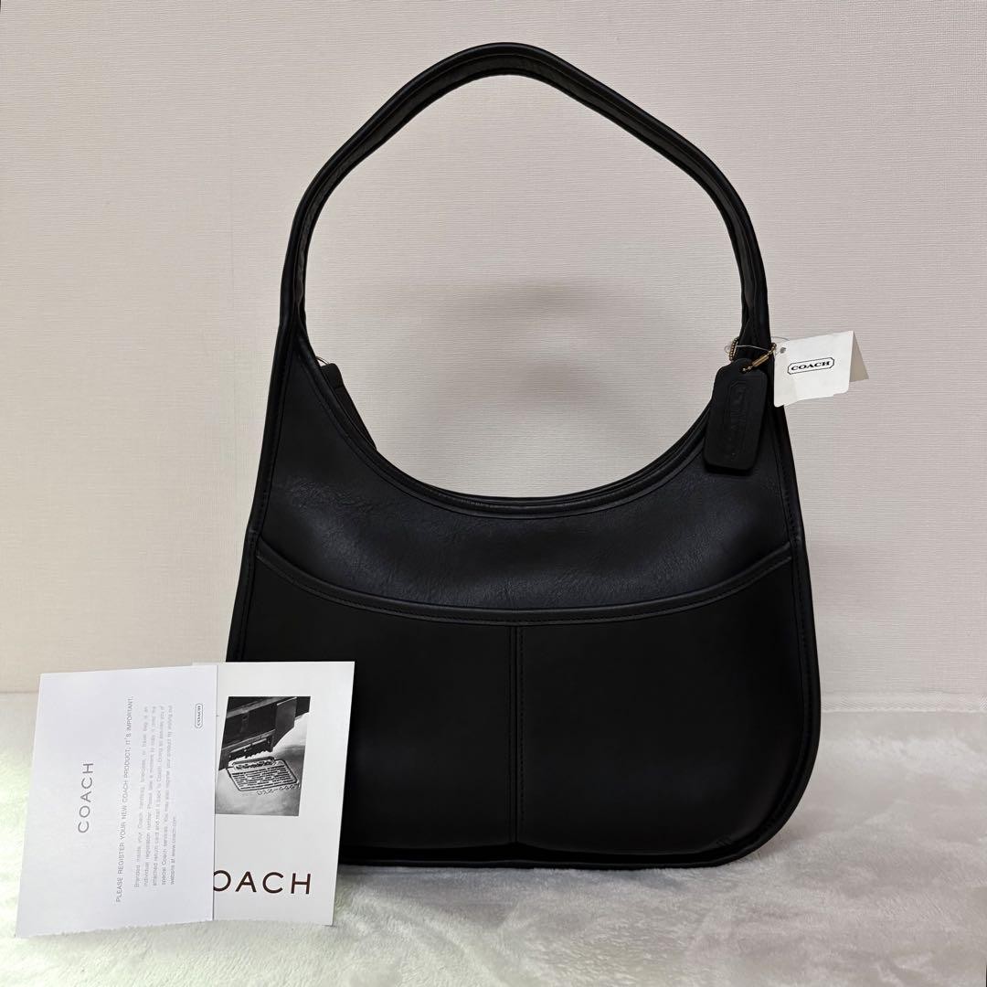 Old Coach Ergo One Shoulder Bag Black 9033 Leather Vintage F
