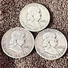 1952-S / 53-D / 54D (3)  Franklin Half Dollar No Reserve/ 3 Day Auction