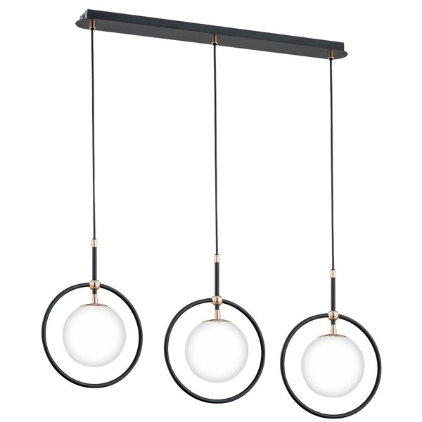 HäNgelampe 3-Flammig Weiß Glas Modern Schirm E14 L:80 Cm Pendelleuchte Esstisch-image