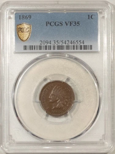 1869 INDIAN CENT - PCGS VF-35 CHOCOLATE BROWN & LOOKS BETTER!