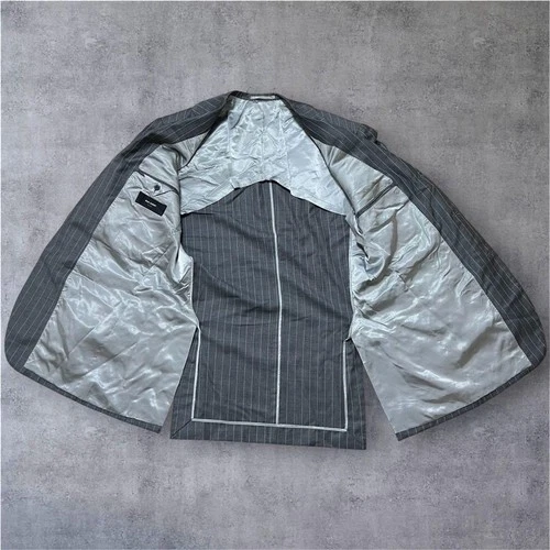 RING JACKET MEISTER Charcoal Gray Pinstripe Suit Set XL 52 Excellent condition image 7