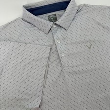Callaway Mens 2X Opti-Dri Swing Tech Golf Polo Shirt Grey Blue Geometric Print
