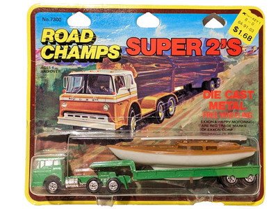 Road Champs / Yatming SUPER 2'S, Green Ford Truck & Yacht / Sail Boat, NEW/MOC