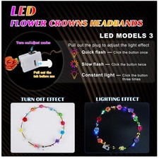 Colorful LED Flower Crowns - Pack of 100 Headbands for Women