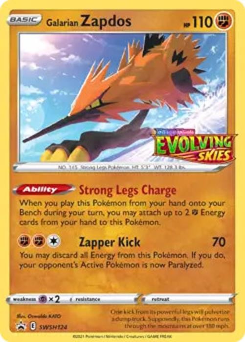 Galarian Zapdos - SWSH124 - Pokemon Sword & Shield Promo PreRelease Holo Rare NM