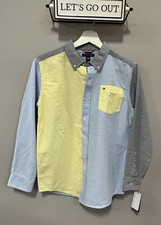 Tommy Hilfiger Shirt Boys 14-16 LARGE Multi Colorblock Button Up Long Sleeve