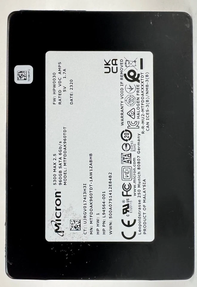 Micron 5300 MAX 2.5 2.5" SSD 960GB SATA III 6Gb/s MTFDDAK960TDT, TESTED - Image 2 of 4